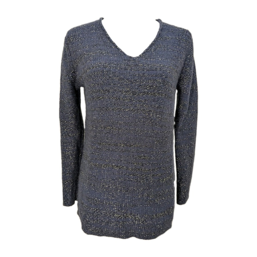 Gap Blue with Silver Tinsel Sparkle Sweater Women's Size Small
